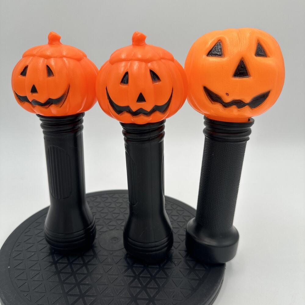 3 Vintage Halloween Blinky Lite Flashlight Jack-O-Lantern Pumpkin Blow Mold 9"